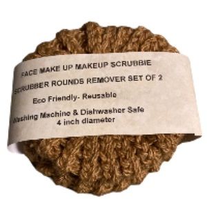 Face Make Up Makeup Scrubbie Scrubber Rounds Remover Tan Brown Set of 2
